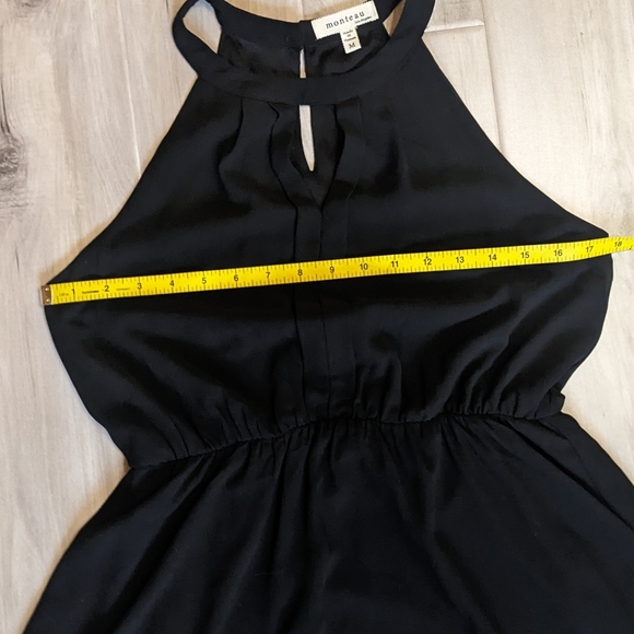 Monteau Black High Neck Sleeveless Mini Dress with Keyhole in Front and Back - Picture 3 of 6